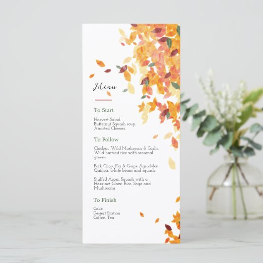 Elegant Auburn Leaves Menu (Staand voorkant)