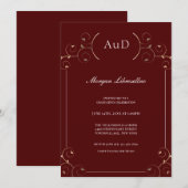 Elegant AuD Gold Burgundy Afstuderen Kaart (Voorkant / Achterkant)