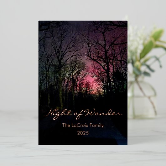 Elegant Aurora Christmas - Night of Wonder Folie Feestdagenkaart (Staand Voorkant)