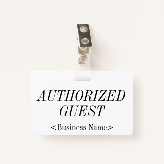 Elegant "AUTORISED GUEST"-badge Badge (Voorkant met clip)
