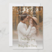 Elegant Autumn 2 Photo Script Save The Date Kaart (Voorkant)