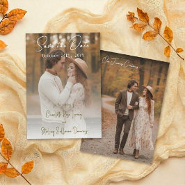 Elegant Autumn 2 Photo Script Save The Date Kaart
