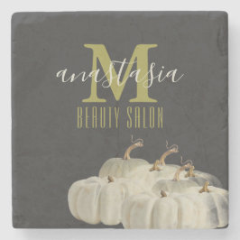 Elegant Autumn Black White Pumpkins Beauty salon Stenen Onderzetter