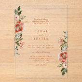 Elegant Autumn Botanical Floral Wedding Acryl Uitnodigingen (Voorkant)