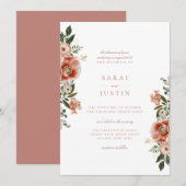 Elegant Autumn Botanical Floral Wedding Kaart (Voorkant / Achterkant)