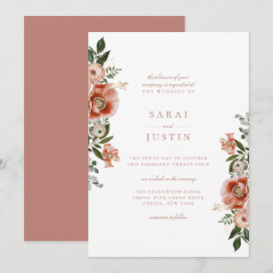 Elegant Autumn Botanical Floral Wedding Kaart