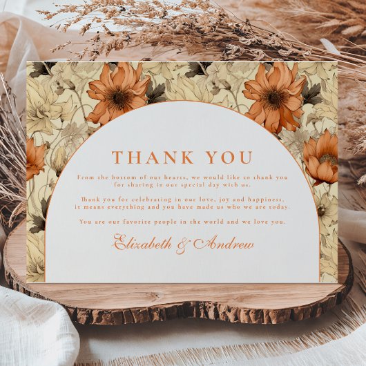 Elegant Autumn Botanical Wedding Bedankkaart
