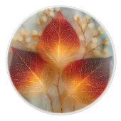 Elegant Autumn Bright Orange Yellow Leaves  Keramische Knop (Voorkant)