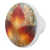 Elegant Autumn Bright Orange Yellow Leaves  Keramische Knop (Rechts)