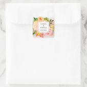 Elegant Autumn Brown Floral Bloom Gradient Wedding Vierkante Sticker (Tas)