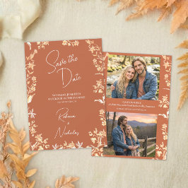 Elegant Autumn Burnt Orange Wildflowers 2 Photo Save The Date