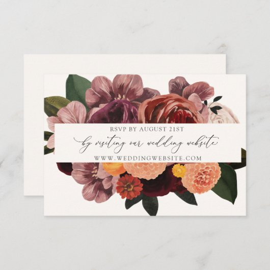 Elegant Autumn Calligraphy Wedding RSVP Online Informatiekaartje (Voorkant / Achterkant)