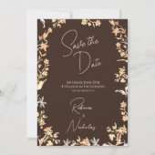 Elegant Autumn Copper Wildflowers Script 2 Photo Save The Date (Voorkant)