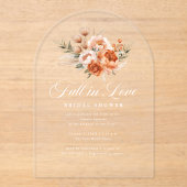 Elegant Autumn Fall In Love Bridal Shower Acryl Uitnodigingen (Voorkant)