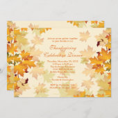Elegant Autumn Fall Leaves Thanksgiving Invitation Kaart (Voorkant / Achterkant)