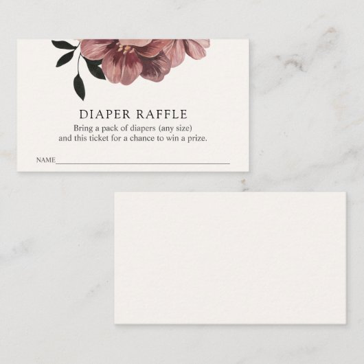 Elegant Autumn Floral Baby Diaper Raffle Ticket  Informatiekaartje (Voorkant / Achterkant)