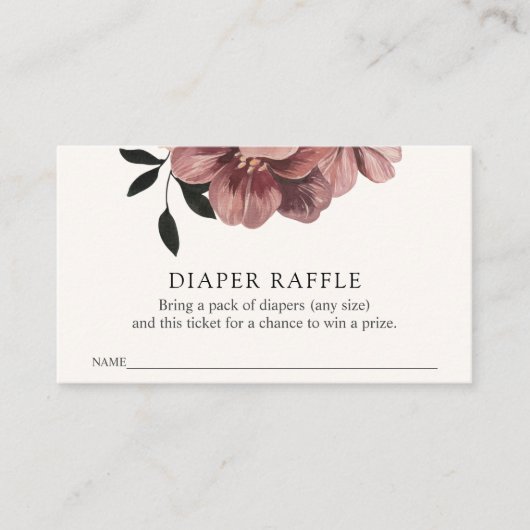 Elegant Autumn Floral Baby Diaper Raffle Ticket  Informatiekaartje (Voorkant)