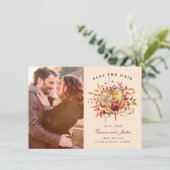 Elegant Autumn Floral Bouquet Save the Date (Staand voorkant)