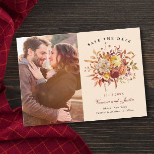 Elegant Autumn Floral Bouquet Save the Date