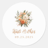Elegant Autumn Floral Bouquet Wedding Ronde Sticker (Voorkant)