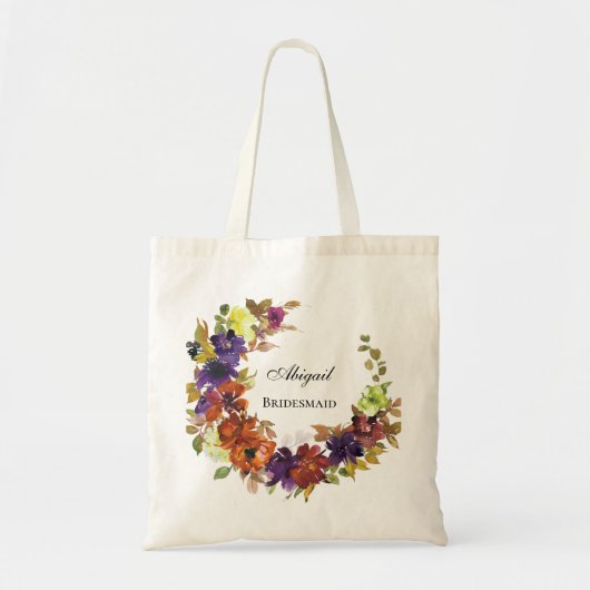Elegant Autumn Floral Bridesmaid Wedding Gift Tote Bag (Voorkant)