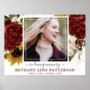 Elegant Autumn Floral Celebration of Life Funeral Poster