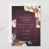 Elegant Autumn Floral Cream Plum Rehearsal Dinner Kaart (Voorkant)