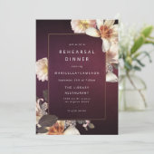 Elegant Autumn Floral Cream Plum Rehearsal Dinner Kaart (Staand voorkant)