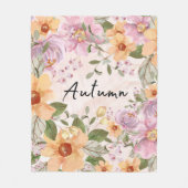 Elegant Autumn Floral en manuscript Roze Groen Fleece Deken (Voorkant)
