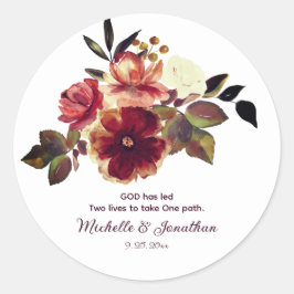 Elegant Autumn Floral Inspirerend Quote Wedding Ronde Sticker