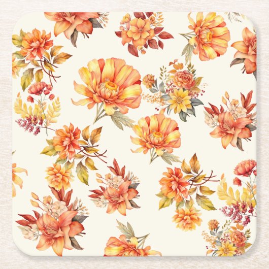 Elegant Autumn Floral Kartonnen Onderzetters (Voorkant)