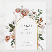 Elegant Autumn Floral Lijst Wedding Wijn Etiket (Enkel label)