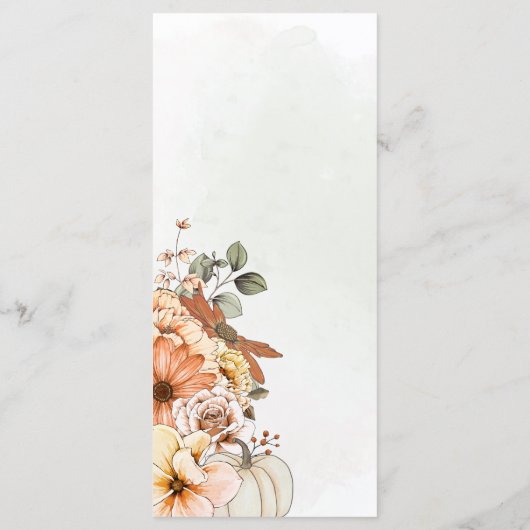 Elegant Autumn Floral Pumpkin Foliage Wedding Menu (Achterkant)