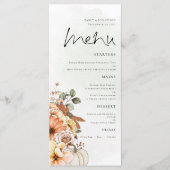 Elegant Autumn Floral Pumpkin Foliage Wedding Menu (Voorkant)