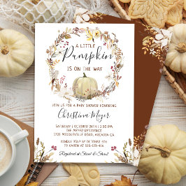 Elegant Autumn Floral Pumpkin Herfst Baby shower Kaart