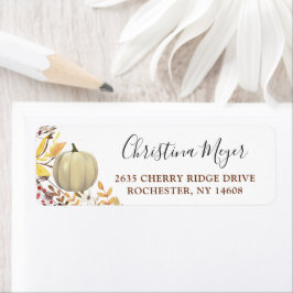 Elegant Autumn Floral Pumpkin Return Address Label