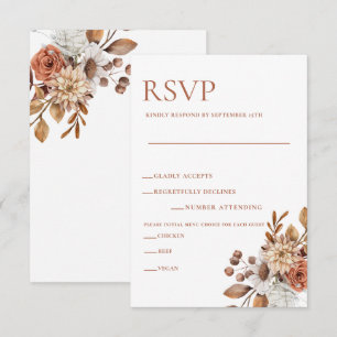 Elegant Autumn Floral RSVP Enclosure Kaart
