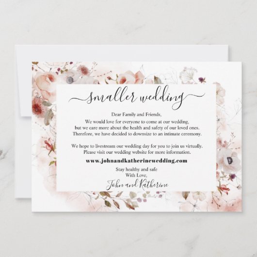 Elegant Autumn Floral Smaller Weddenschap Virtueel Aankondiging (Voorkant)