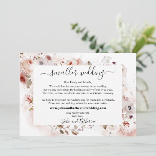 Elegant Autumn Floral Smaller Weddenschap Virtueel Aankondiging (Staand voorkant)