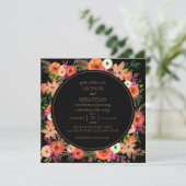 Elegant Autumn Floral Square Wedding Invitation Kaart (Staand voorkant)
