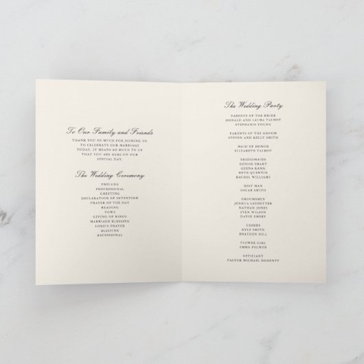 Elegant Autumn Floral Waterverf Wedding Ceremony Programma (Binnen)