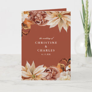 Elegant Autumn Floral Waterverf Wedding Ceremony Programma