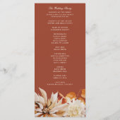 Elegant Autumn Floral Waterverf Wedding Ceremony Programmakaart (Achterkant)