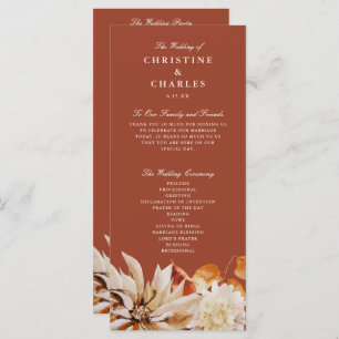 Elegant Autumn Floral Waterverf Wedding Ceremony Programmakaart