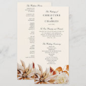 Elegant Autumn Floral Waterverf Wedding Ceremony Programmakaart (Voorkant / Achterkant)