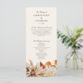 Elegant Autumn Floral Waterverf Wedding Ceremony Programmakaart (Staand voorkant)