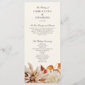 Elegant Autumn Floral Waterverf Wedding Ceremony Programmakaart (Voorkant)
