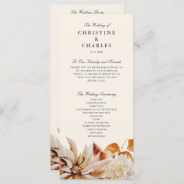 Elegant Autumn Floral Waterverf Wedding Ceremony Programmakaart