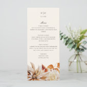 Elegant Autumn Floral Waterverf Wedding Menu Kaart (Staand voorkant)