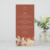 Elegant Autumn Floral Waterverf Wedding Menu Kaart (Staand voorkant)